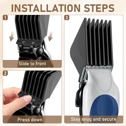Clipper Guards 1.25, 1.5, 1.75, 2 Compatible with Most Wahl Clippers, Upgraded Version Extra Long Professional Hair Clipper Combs Guides 10 12 14 16, Black
