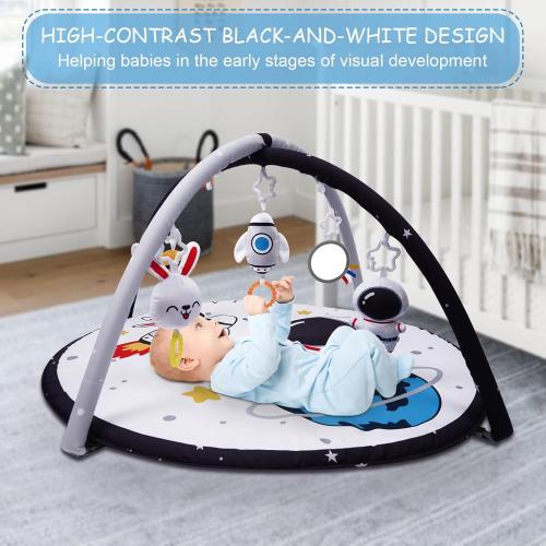 Rocket Theme Lovvie & Joy Baby Play Activity Gym Tummy Time Mat for Newborn Infant,Baby Gyms & Playmats for Babies 0-6 9 12 Months with 5 Toys for Early Sensory Exploration and Motor Skill Development Space