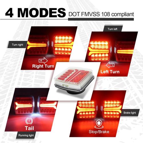 Magnetic Wireless Trailer Lights, Rechargeable LED Trailer Light for Towing Truck, Waterproof Tail Tow Lights Kit for RV Camper Boat Caravan, Portable Turn Signal Brake Running Stop