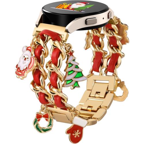 Stylish Metal Band Compatible with Samsung Galaxy Watch 7 Band/FE 6 5 4 40mm 44mm,Galaxy Active 2, 20mm Watch Strap Pretty Chain with Cute Decorative Charms Accessories for Samsung Watch Bands Women