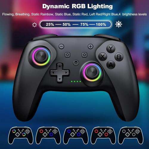 Wireless PC Gaming Controller - Enhanced Wireless Blue-tooth Controller with Hall Joysticks & 1000mAh Battery-Game Controller Work for Android/iOS/Steam and Switch 2/1 with Turbo Controller with Programmable (Black-PC)
