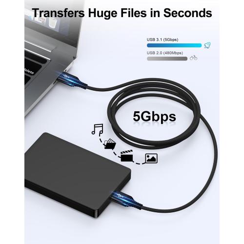 USB to USB Cable 6ft, Male to Male USB A To USB A Cable for WD Hard Drives, PC, Mac, Laptop, PS4, Xbox - USB 3.0 Type A Impresora Long Usba to Usba Cord, High-Speed Data Transfer Cable, 6 Foot