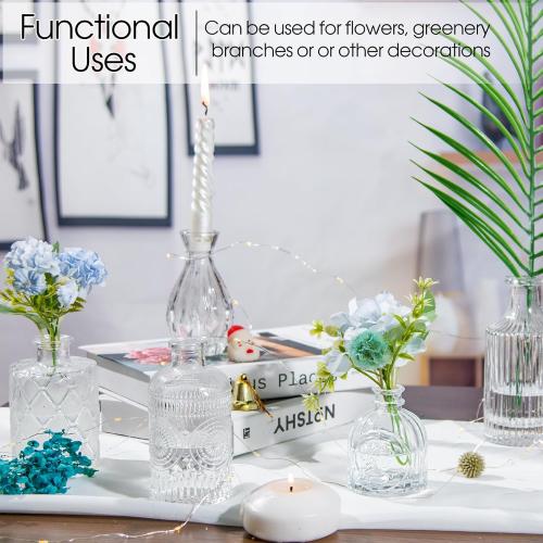 Glass Bud Vases Set of 12, Small Vases for Centerpieces, Vintage Mini Vases for Wedding Decor, Clear Glass Bud Vase in Bulk, Office and Home Table Flower Décor
