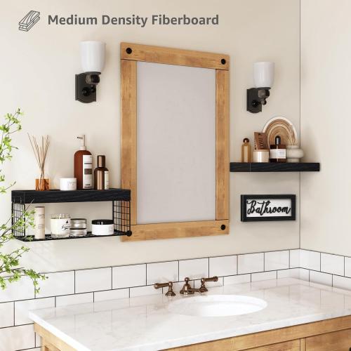 QEEIG Bathroom Shelves Over Toilet - Paper Storage Wall Mounted Farmhouse Decor Decorations Aesthetic Décor Sign Small Floating Shelf 2 1 Set 16 inch, Black (020B)