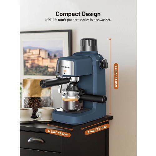 KEENSTAR 3.5Bar Espresso Machine with Milk Frother, 800W Compact Espresso and Cappuccino Machine with Preheating Function, 4 Cup Espresso Maker for Cappuccino or Latte, Gift for Coffee Lover