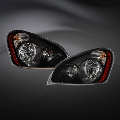Pair Performance Headlights Fit for Freightliner Cascadia 2008-2016 Included All Bulbs Truck Headlamps assembly Left Driver & Right Passenger Side Black Housing Accessories