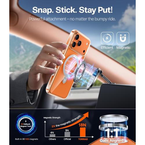 TORRAS for iPhone 17 Pro Case Clear Magnetic Stand, Fit for MagSafe, 6.3