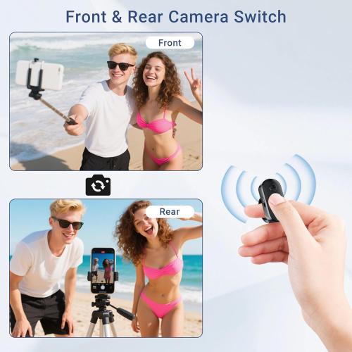 Phone Camera Remote Control with Zoom for iPhone & Android, Rechargeable Bluetooth Camera Remote with Front/Rear Camera Switch, Fingertip Wireless Bluetooth Clicker for Photo & Video Recording.