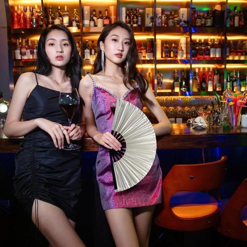 dmjuncong 1Pcs Large Folding Hand Rave Fan,Clack Handheld Fan,Silvery Hand Fan,for Festivals, Rainbow Outfits,Disco Party,Home Decoration and many occasions.