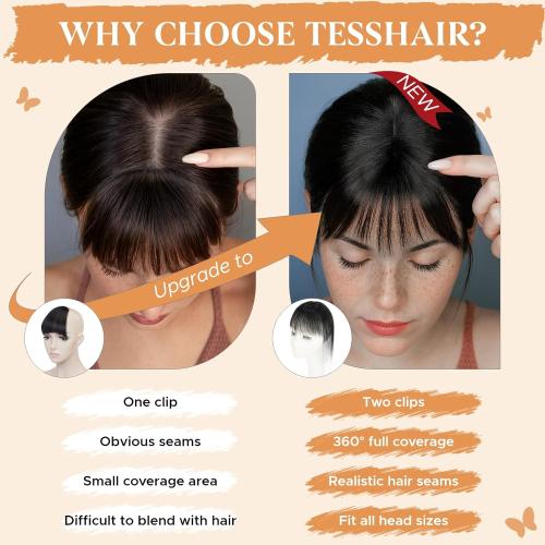 Clip in Bangs, 100% Real Human Hair, Human Hair Clip in Bangs, Wispy HairPieces, No Tangle & Smooth, 11g #06 Light Brown