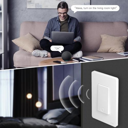MOES Zigbee Smart Switch 1 Gang, No Neutral Wire Required, Inteligente Single Pole Light Switches, Compatible with Alexa Google Assistant, Remote Control, Require MOES Zigbee Hub