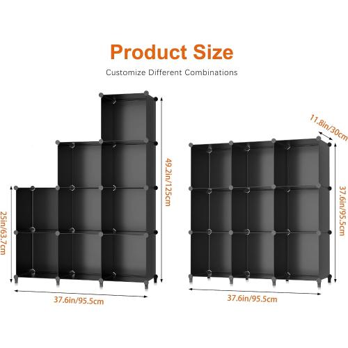 HOMIDEC Closet Organizers and Storage, 9 Cube Storage Organizer, Black