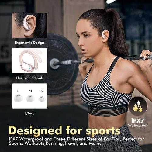 Pink Wireless Earbuds Bluetooth Headphones 80hrs Playback Ear Buds Power Display with Noise Canceling Mic Headsets for Sports/Workout/Running