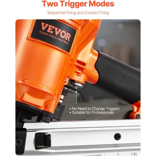 VEVOR Framing Nailer, 80-120PSI Air Nail Gun, 2 to 3-1/2 21 Degree Full Round Head Pneumatic Framing Nailer with Tool-Less Depth Adjustment & Dual Trigger Modes, Ideal for Framing Decking Flooring