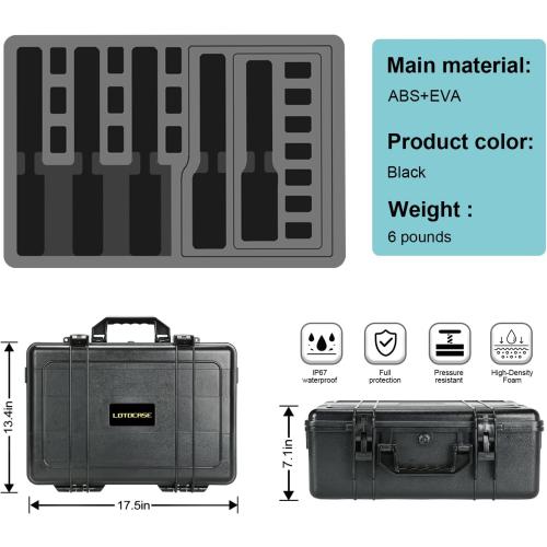 LOTOCASE TSA Approved Gun Case for Pistol - Holds Multiple Handguns Case | Air Travel Hard Shell Pistol Case | Pre-cut Heavy Duty Waterproof Gun Case with Silica Gel Canister