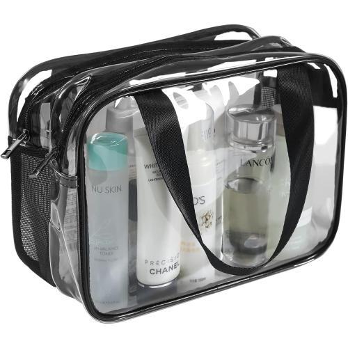 Clear Toiletry Bag for Women Men, Portable Large Travel Makeup Bag, Waterproof & Draining Transparent Cosmetic Bag, Carry On Airport Airline Compliant Bag
