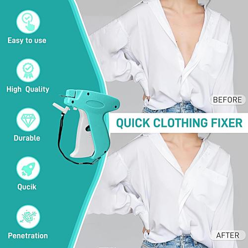 Stitch Gun for Clothes， Handheld Stitch Gun Quick Clothing Fixer，Sewing Kit Includes 1,000 Black Fasteners & 1,000 White Fasteners & 6 Needles (Blue)