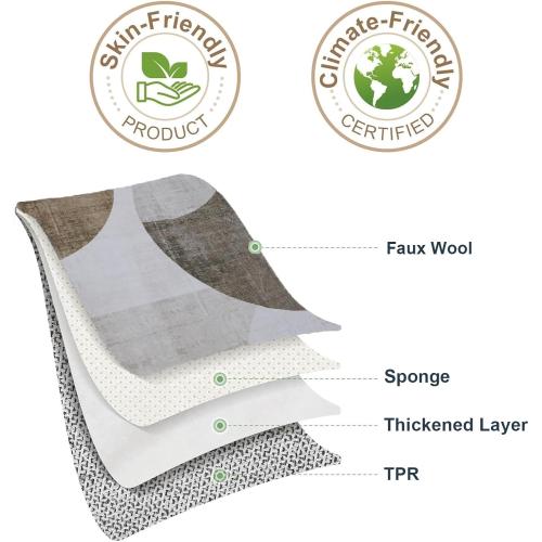 Washable Area Rug 8x10, Large Soft Rugs for Living Room Brown Carpet 8x10 Area Rugs for Bedroom Dining Room Non-Slip Stain Resistant Under Table Rug