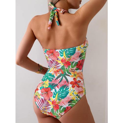 Size XL Eomenie Women One Piece Tummy Control Swimsuit Halter Scallop Trim Bathing Suits 1 Piece Vintage Ruched Slimming Swimwear