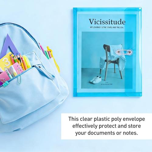 PATIKIL 3Pcs Plastic Envelopes with Button String Tie Closure, Letter A4 Size File Document Folders Envelopes for Home Work Office Organization, Assorted