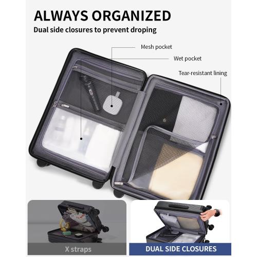 ECOHUB Hardside Expandable Carry On Luggage Sets, Recycled PC 20/24 Rolling Luggage Airline Approved with Spinner Wheels & TSA Lock, Lightweight Hardshell Travel Suitcase, 20 24 inch Carry-on Grey