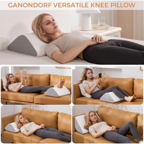 Knee Wedge Pillow 6.3'' for Post-Surgery Recovery-Leg Elevation Support for Sleep Position, Alleviating Lower Back & Hip Pain Enhancing Circulation in Ankles Legs Triangle Pillow with Removable Cover
