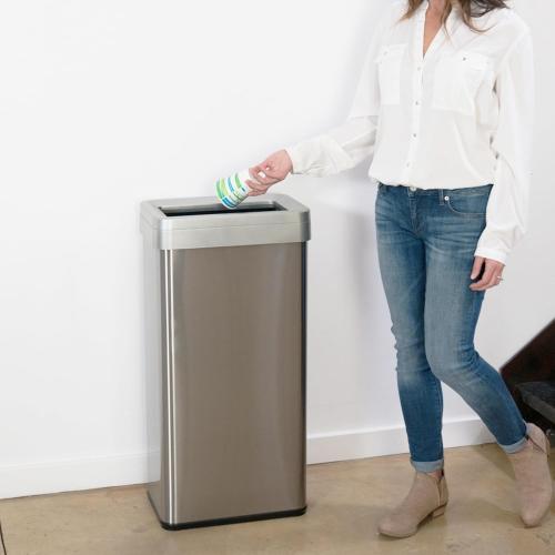 iTouchless 80 Liter / 21 Gallon Open Top Kitchen Trash Can and Recycling Bin, Rectangular Extra-Large Capacity Commercial Grade Stainless Steel, for Home, Office, Work, Business, Store, Garage