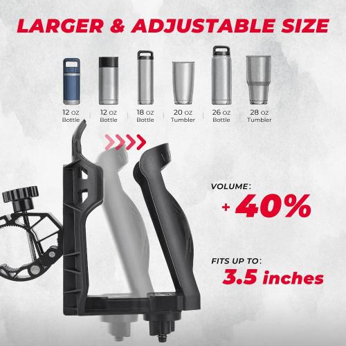 KEMIMOTO ATV Cup Holder, Upgraded Motorcycle Drink Holder Handlebar, Water Bottle Holder Mount with 0.6”-1.56” Metal Clamp for Scooter Bike Boat Stroller Wheelchair Golf Push Cart Tractor (1)