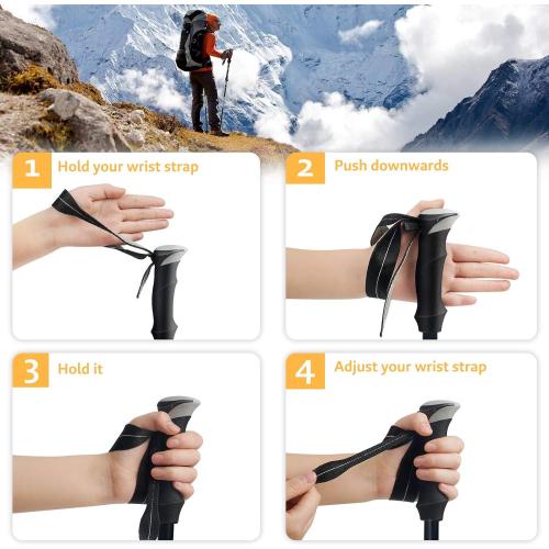 Covacure Trekking Poles Collapsible Hiking Poles - Aluminum Alloy 7075 Trekking Sticks with Quick Lock System, Telescopic, Collapsible, Ultralight for Hiking, Camping & Backpacking