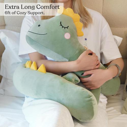 Dinosaur Bed Snake 6 FT Long Pillow for Bed – Decorative Plush Cushion Long Body Pillow – Large Stuffed Animals – Body Pillows for Adults & Kids – Giant Stuffed Animal Cozy Room Decor