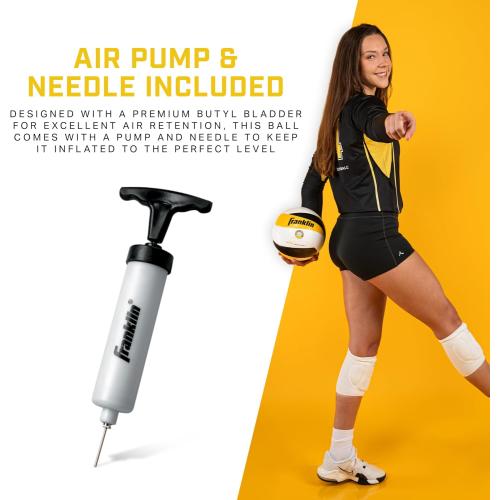 Franklin Sports PVF Real Pro Indoor Game Volleyball - Official Size Professional Indoor Volleyball for Match Play - 12 Panel Microfiber Cover Game Ball - Ball   Pump with Needle Set