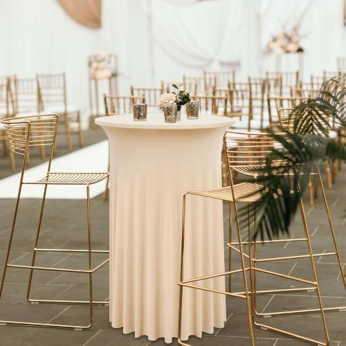 Champagne Round High Top Cocktail Table Cloth 32inch×43inch Wrinkle Free Stretch Spandex Cocktail Tablecloths Table Covers for Party Wedding Banquet Baby Shower Birthday