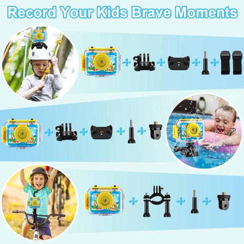 GKTZ Kids Camera - Waterproof Underwater Camera for Kids, Christmas Birthday Gifts for Boys Age 3-12, 1080P HD Children Digital Action Camera, Pool Toys for Kids Age 4-12
