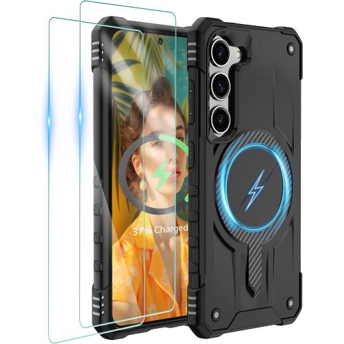 Gritup for Samsung Galaxy-S23-Case with Magsafe, 2×Screen Protector | S23 Magnetic Phone Case Anti-Fingerprint Military Grade Shockproof Protective Cover for Galaxy S23 Black