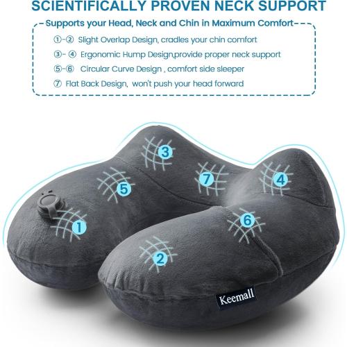 Inflatable Travel Pillows for Airplanes, Easy Blow Up Inflatable Travel Neck Pillows for Air Travel Sleeping Long Flight, Comfort Travel Air Pillows for Car Train Office Nap Camping