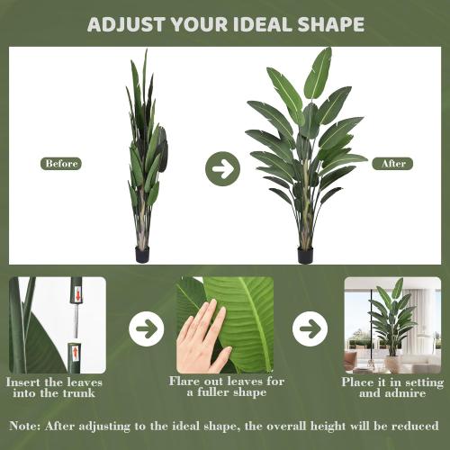 Roselywed Artificial Bird of Paradise Tree 9FT with 25 Leaves Realistic Thick Banana Leaf Deluxe Tall Large Tropical Plant 106 Inch Black Pot for Indoor Home Office Porch Mall Hotel School Decoration