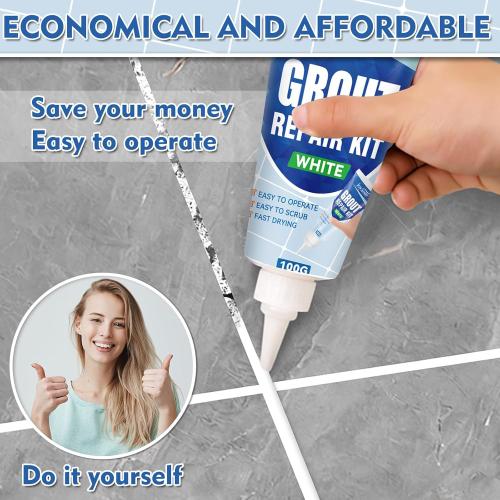 Tile Grout Repair Kit, 2 Pack White Fast Drying Grout Filler for Bathroom, Kitchen, Shower, Replace Grout Pen to Restore and Renew Tile Joints Line, Versatile Triple Use with Grout Sealer (White)