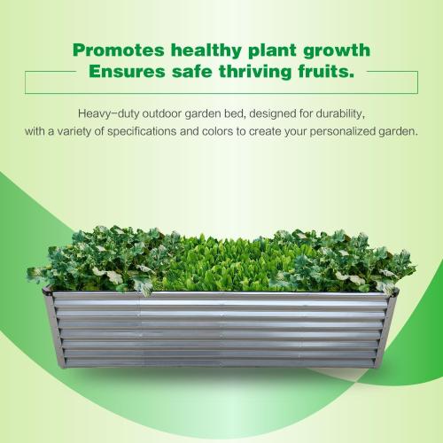 GARDMAX 8x4x2FT Galvanized Raised Garden Bed Kit, Metal Planter Boxes Outdoor with Easy Assembly, Large Garden Bed for Vegetables, Fruits, Flower, Herbs Rectangle Silver