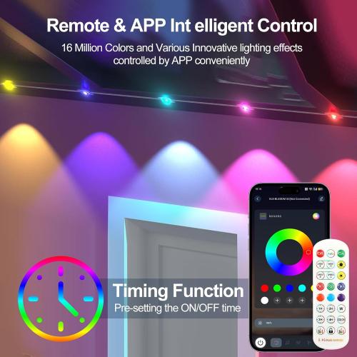200FT Permanent Outdoor Lights for House, RGB LED Eave Lights with APP/Remote Control, Music Sync & DIY Scenes, IP67 Waterproof Outdoor House Light for Christmas, Halloween, Party, Holiday, Daily
