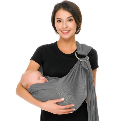 CUBY Water Baby Sling Carrier Lightweight Breathable Mesh Baby Ring Slings, Adjustable Quick-Drying Ring Sling Baby Carrier for Newborn Kids Toddlers Summer Swimming Pool Beach(Light Gray)