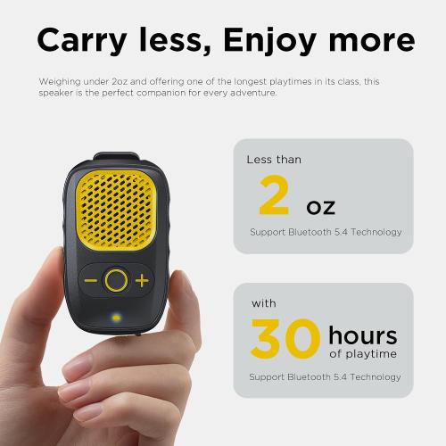 Wearable Bluetooth Speakers, Clip On Wireless Jobsite Speaker - Yellow