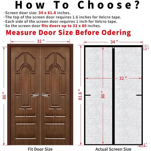 Magnetic Thermal Insulated Door Curtain 32 x 80 inch, Transparent Door Cover, Keep Warm in Winter Cool in Summer, Self Sealing, Pet and Kid Friendly