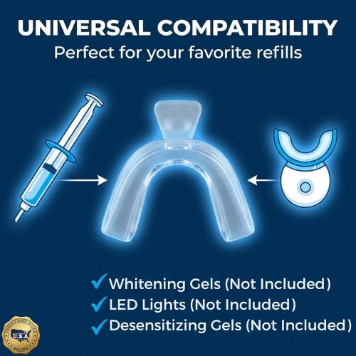 Teeth Whitening Trays Moldable 4 Dental Trays 2 Retainer Case Teeth Trays for Tooth Whitening Gel Compatible with Opalescence Teeth Whitening Gel
