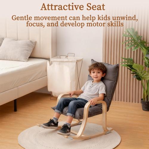 Swegrow Kids' Recliners，Rocker and Stationary Options, Sensory Rocking Chair for Kids & Toddlers，Versatile Floor Chair with Soft Fabric and Stability for Playroom, Bedroom, or Nursery (Gray)