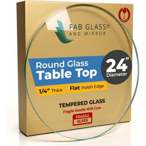 24 Inch Round Glass Table Top 1/4 Thick Flat Polish Edge Tempered by Fab Glass and Mirror