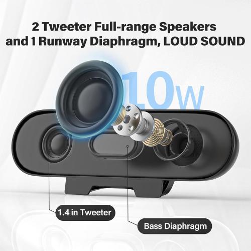 Computer Speakers for Desktop Monitor,Single Speakers for Desktop PC,Laptop Speaker with Loud Sound,Volume Control Easily Clamps to Monitors(USB-C to USB Adapter Included) (Black)
