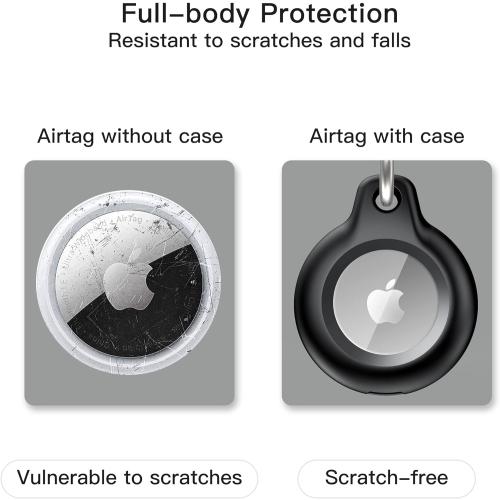 Lanteso 4 Pack AirTag Keychain for Apple Airtags Holder, [Full Body Shockproof][Waterproof ] [Dustproof][Anti-Scratch] Airtag Case for Wallet, Luggage, Cat, Dog, Pets(Multi-Color)