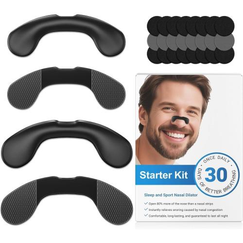 Nasal Strips for Snoring, Extra Strength Snoring Solution Nose Strips, Improve Breathing and Sleep Quality (30 Count, Black)