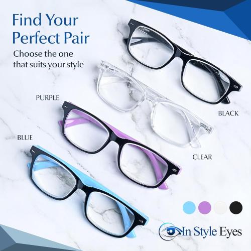 Color Black and Blue In Style Eyes Super Strong Eye Glasses, High Magnification Womens Reading Glasses - Non-Polarized Lens for Men