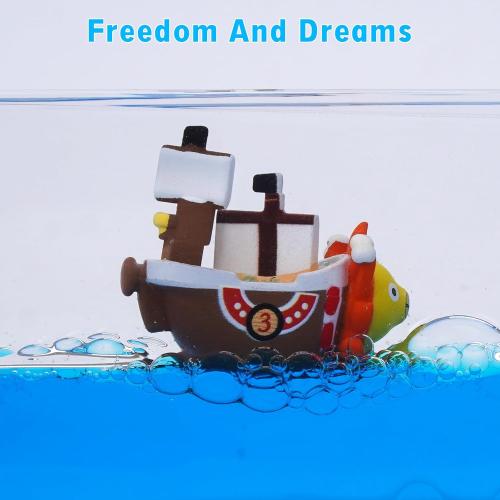 Honsheng Unsinkable Boat One Thousand Pirate Ship Piece Model Sunny Toys in a Bottle Box Acrylic Cruise Ship Fluid Drift Paperweight Desk for Decoration Boys Girls Gifts